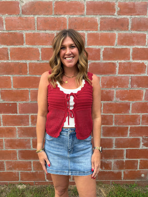 Dark Red Crochet Tank