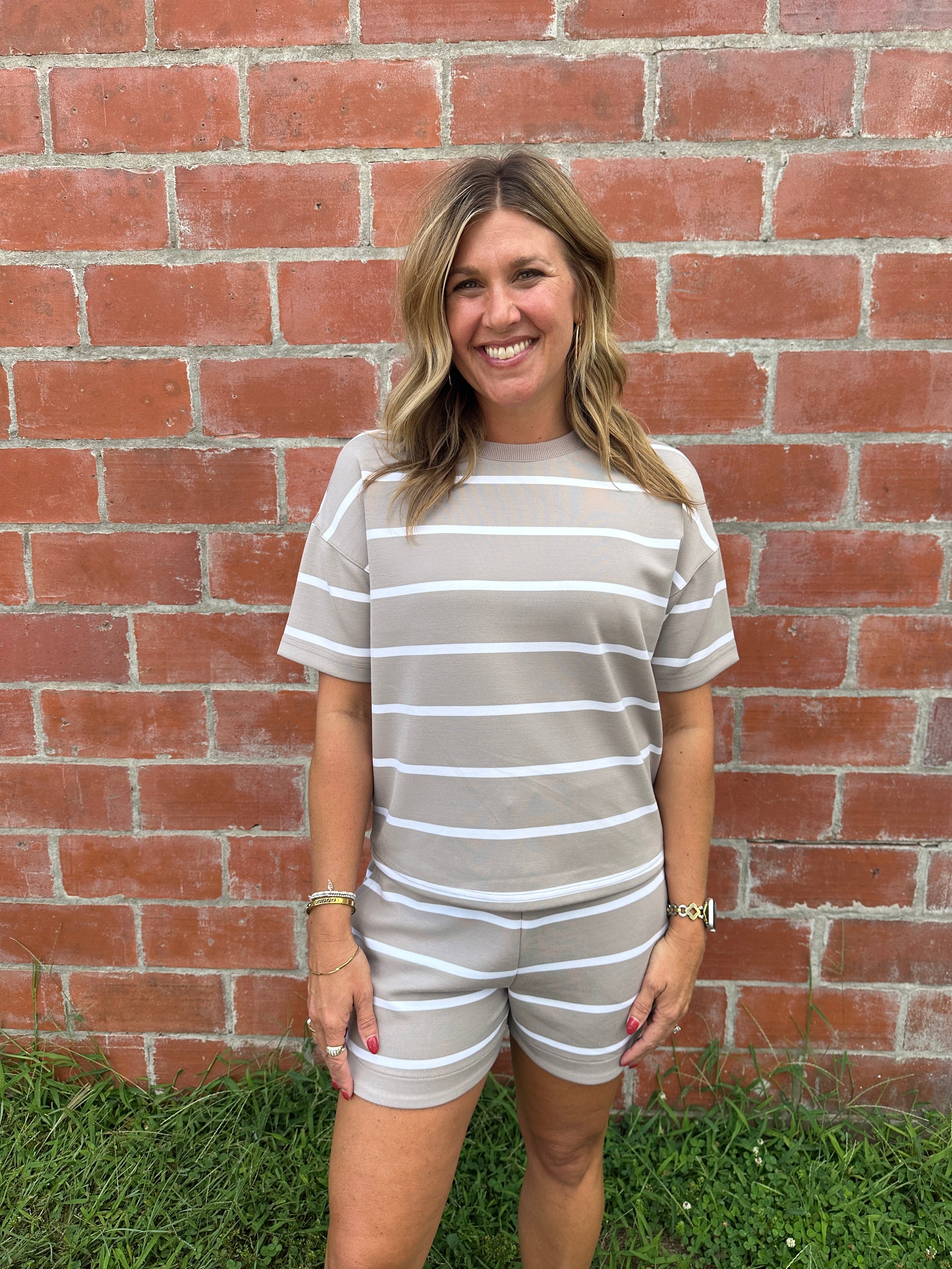 Rosie Shorts - Mushroom Stripe