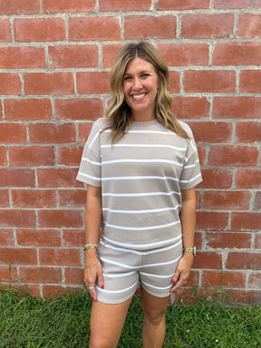 Rosie Shorts - Mushroom Stripe