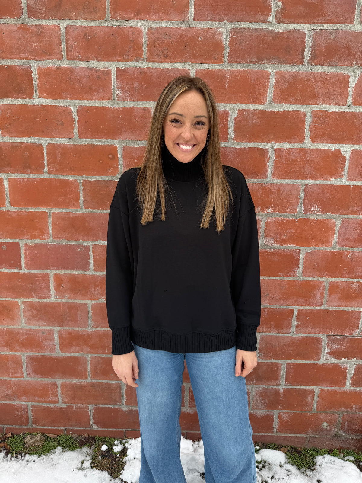 Mock Modal Pullover - Black