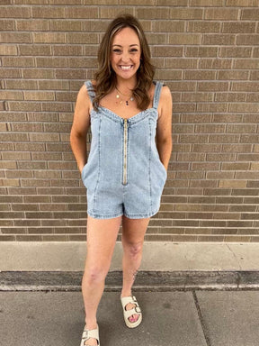 No Regrets Denim Romper