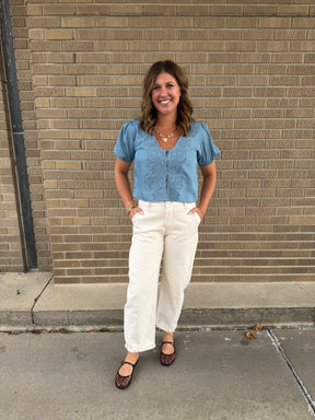 Anything but Basic Blue Top