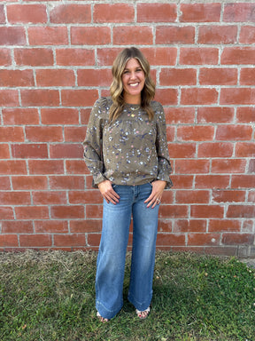 Olive Floral Blouse