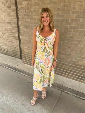 Tropical Floral Midi Dress