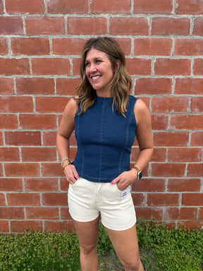Dark Denim Tie Back Tank
