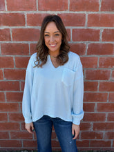 Ribbed Knit Long Sleeve - Baby Blue