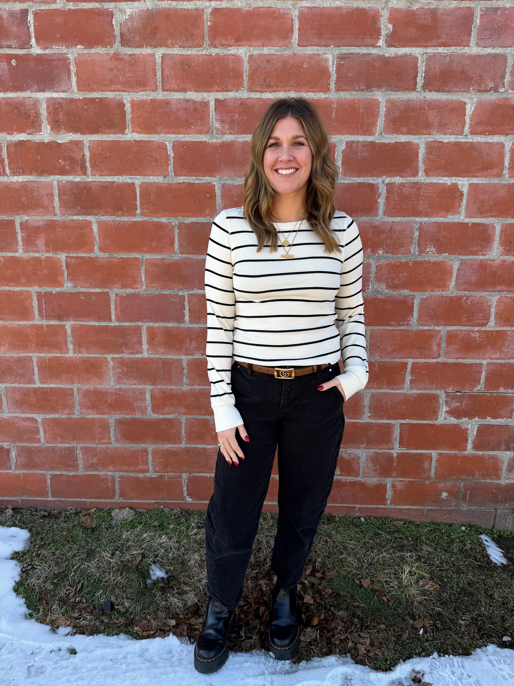 Stacy Top - Off White + Black