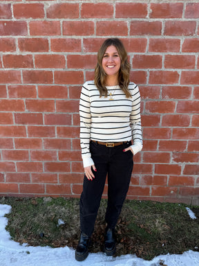 Stacy Top - Off White + Black