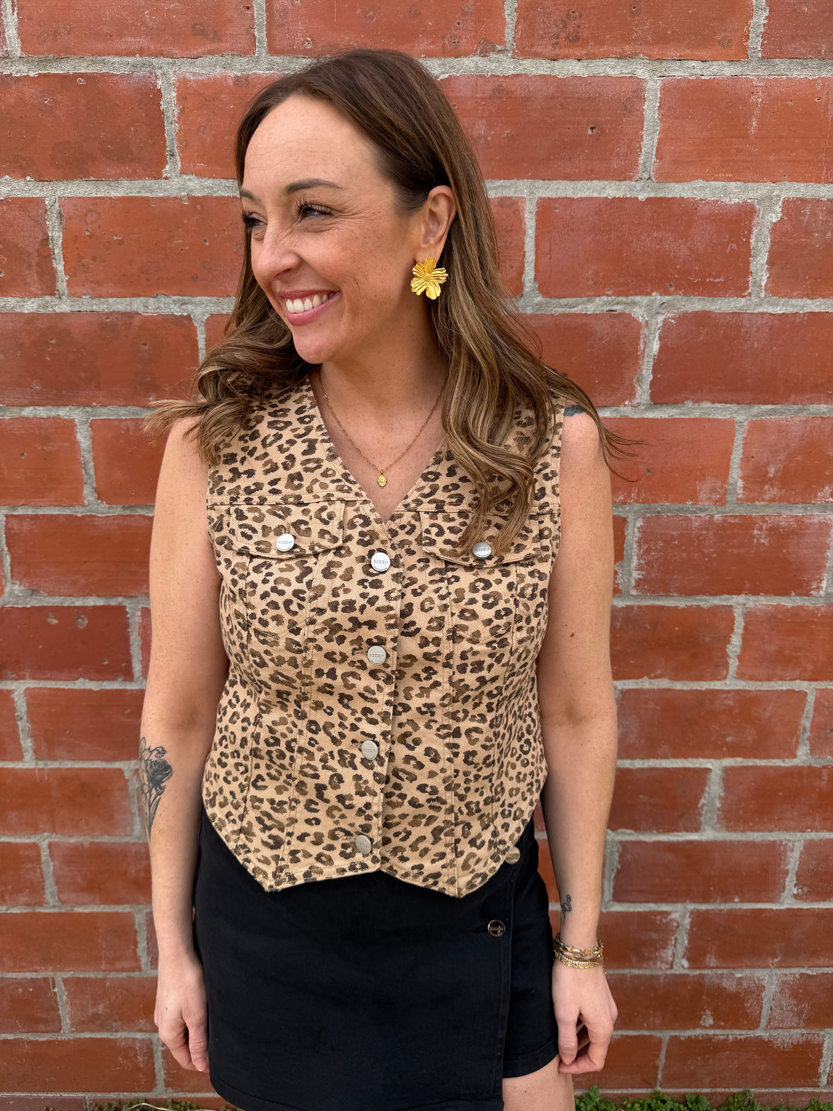 Leopard Print Denim Vest