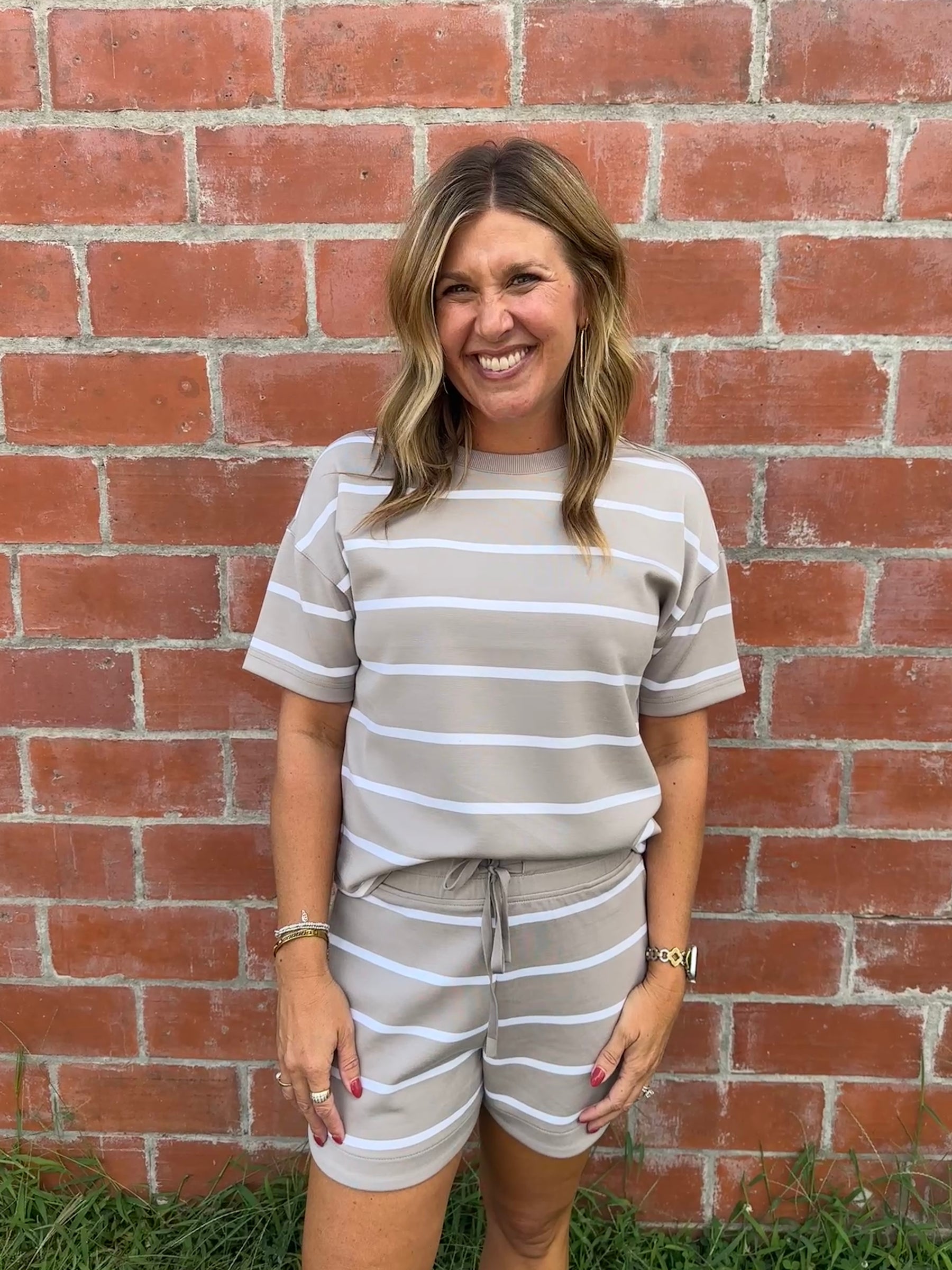 Rosie Shorts - Mushroom Stripe