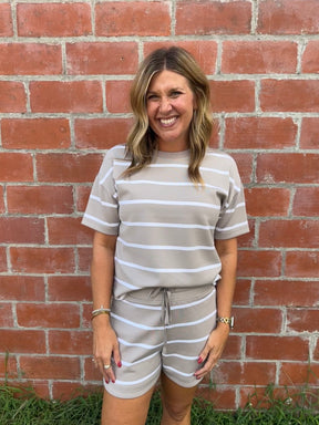 Rosie Shorts - Mushroom Stripe