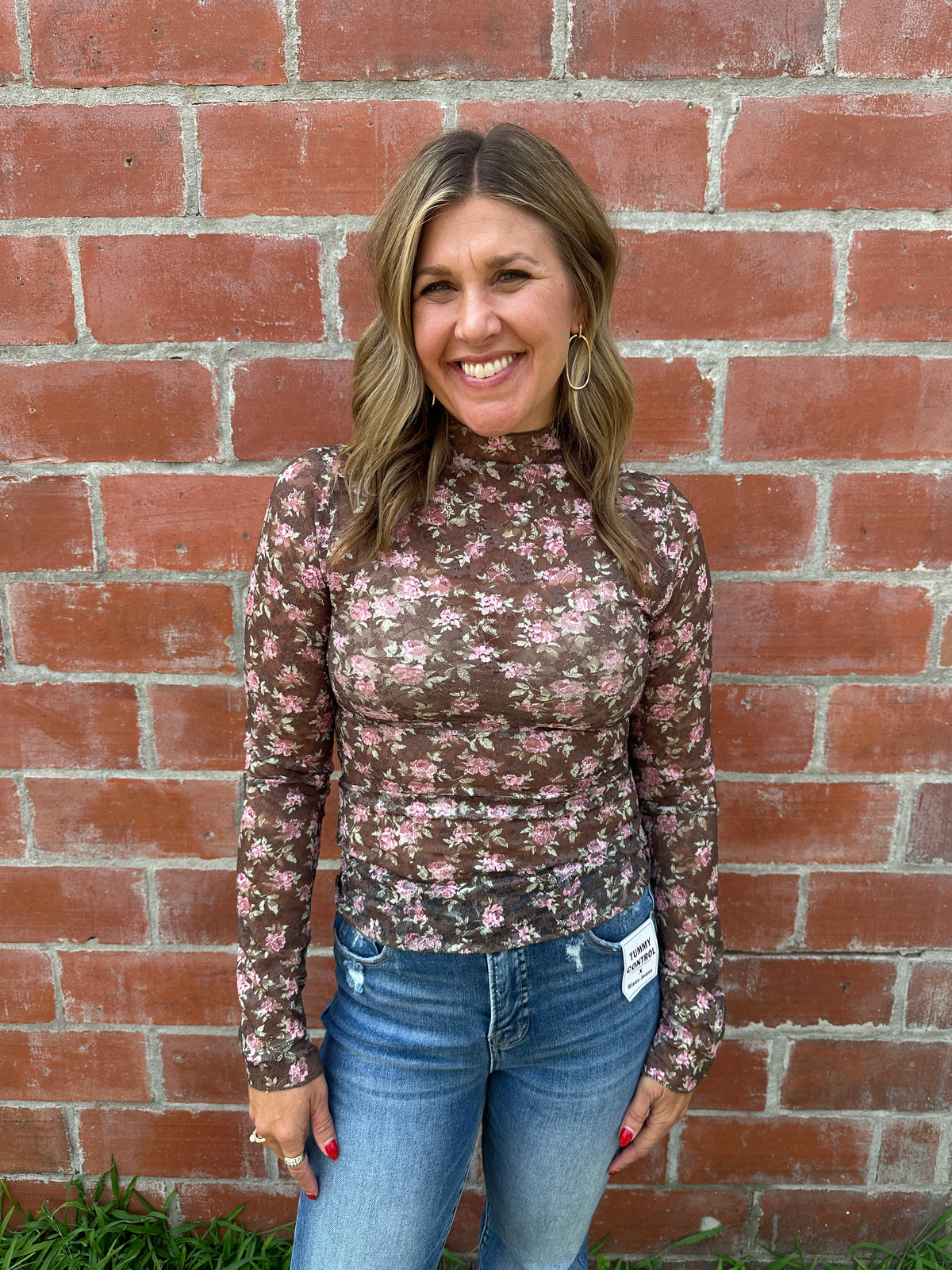 Chocolate Floral Lace Layering Top