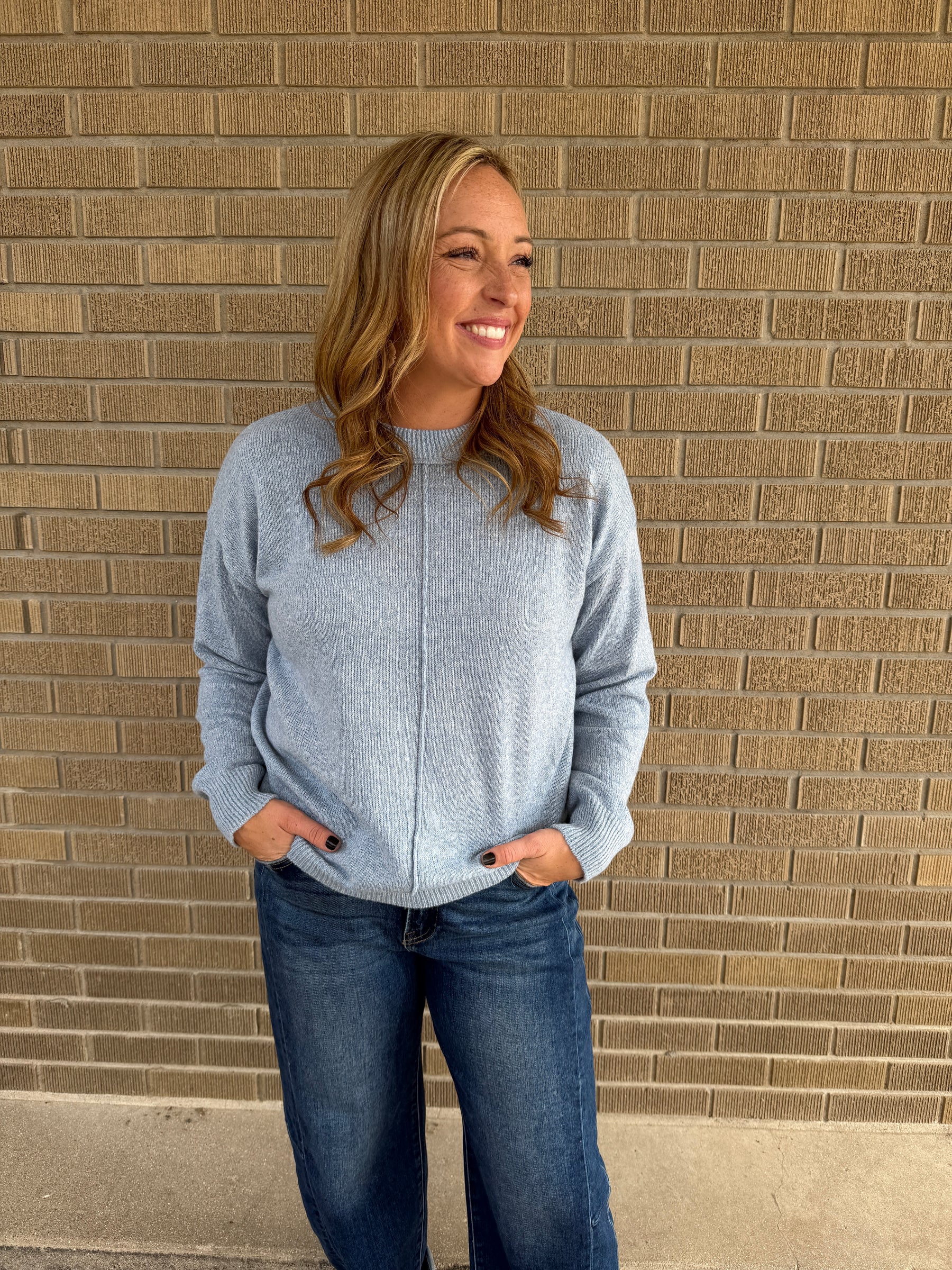 Lightweight Knit Sweater - Ocean Blue