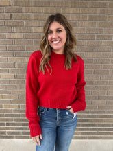 Classic Knit Crop Sweater - Red