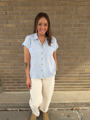 Baby Blue Button Up