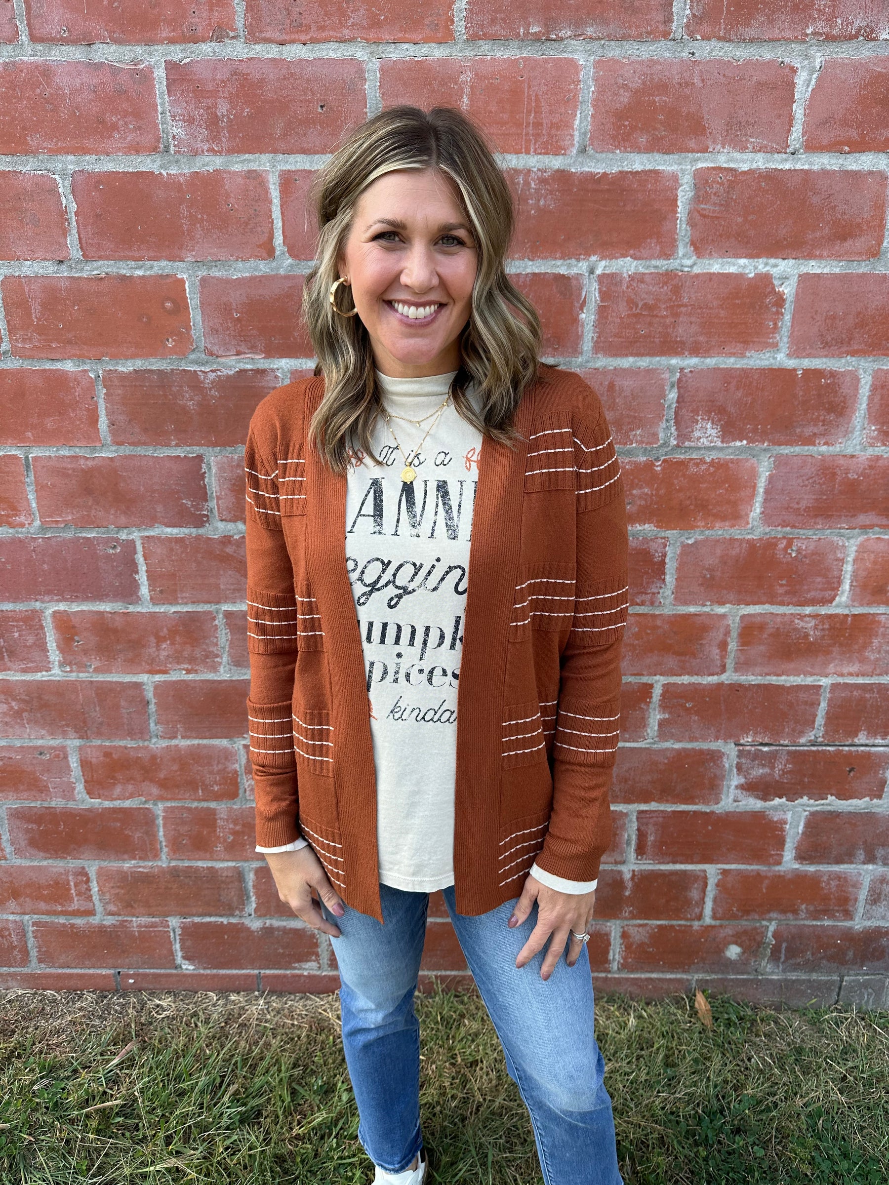 Rust Stripe Cardigan