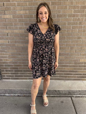 Black Floral Mini Dress