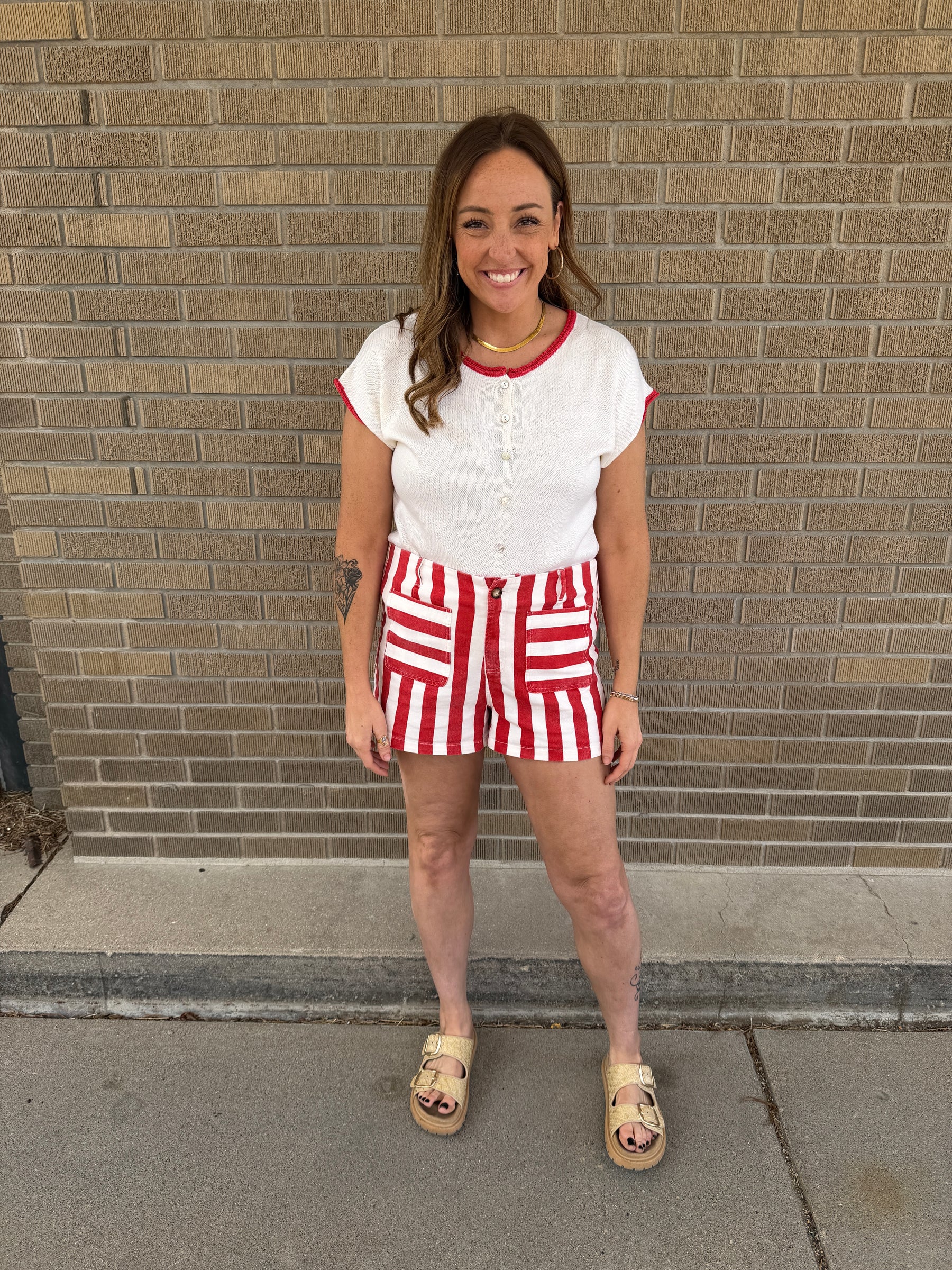 Pop of Red Sweater Top
