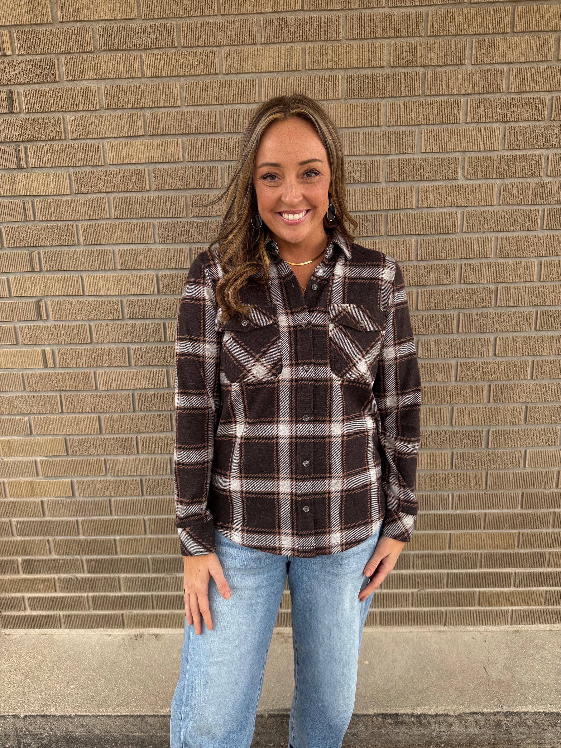 Cassian Top - Coffee Ivory Plaid