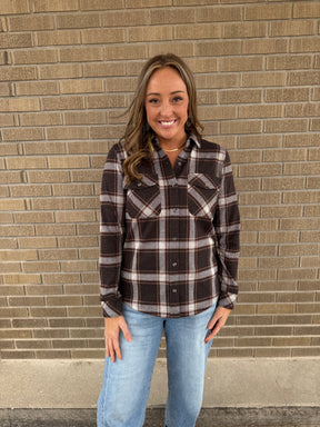 Cassian Top - Coffee Ivory Plaid