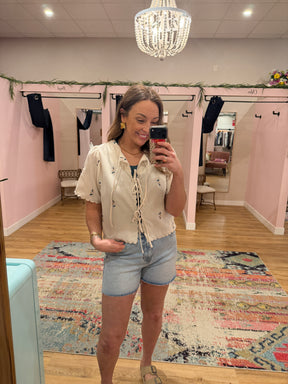 Boho Floral Tie Front Top