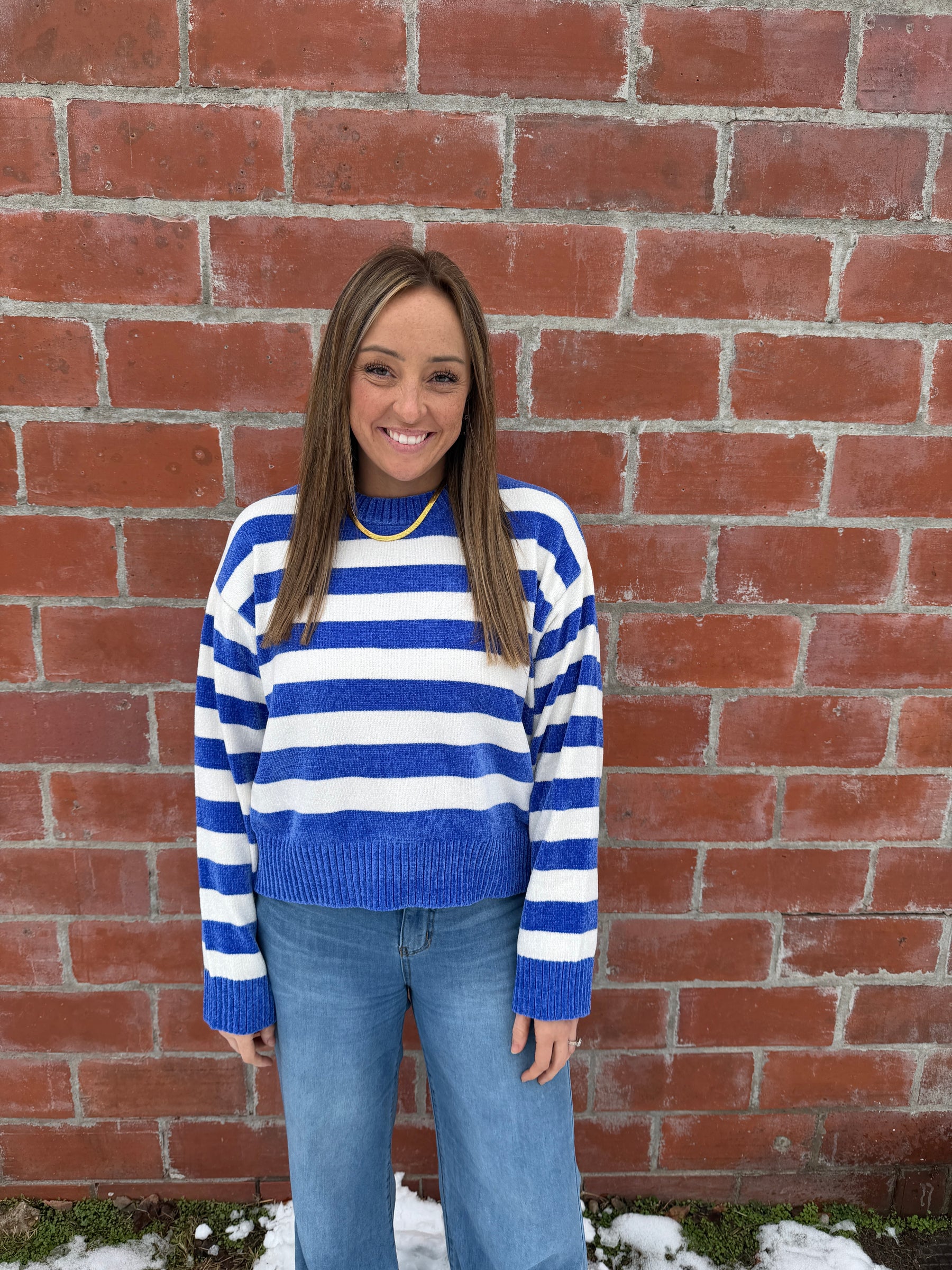 Silky Soft Stripe Sweater - Blue