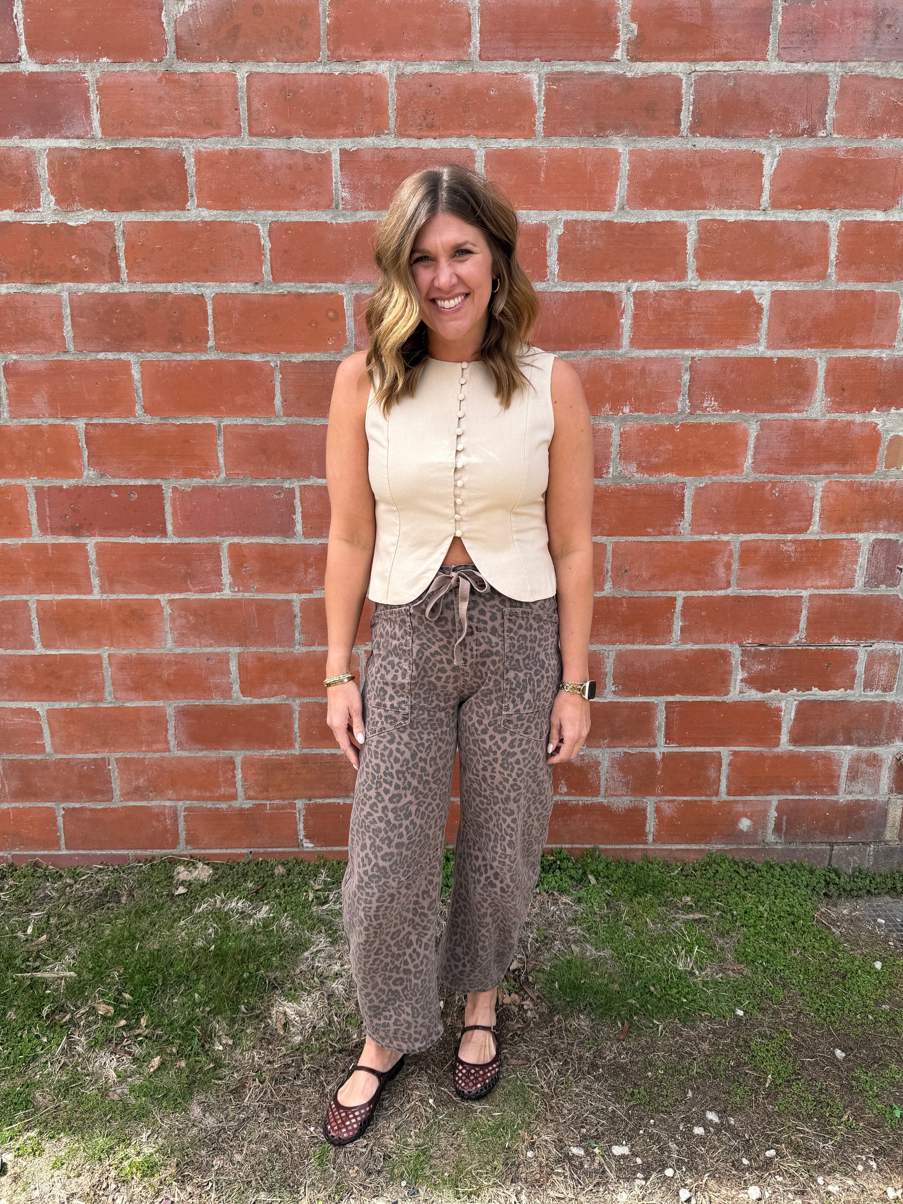 Khaki Button Up Top