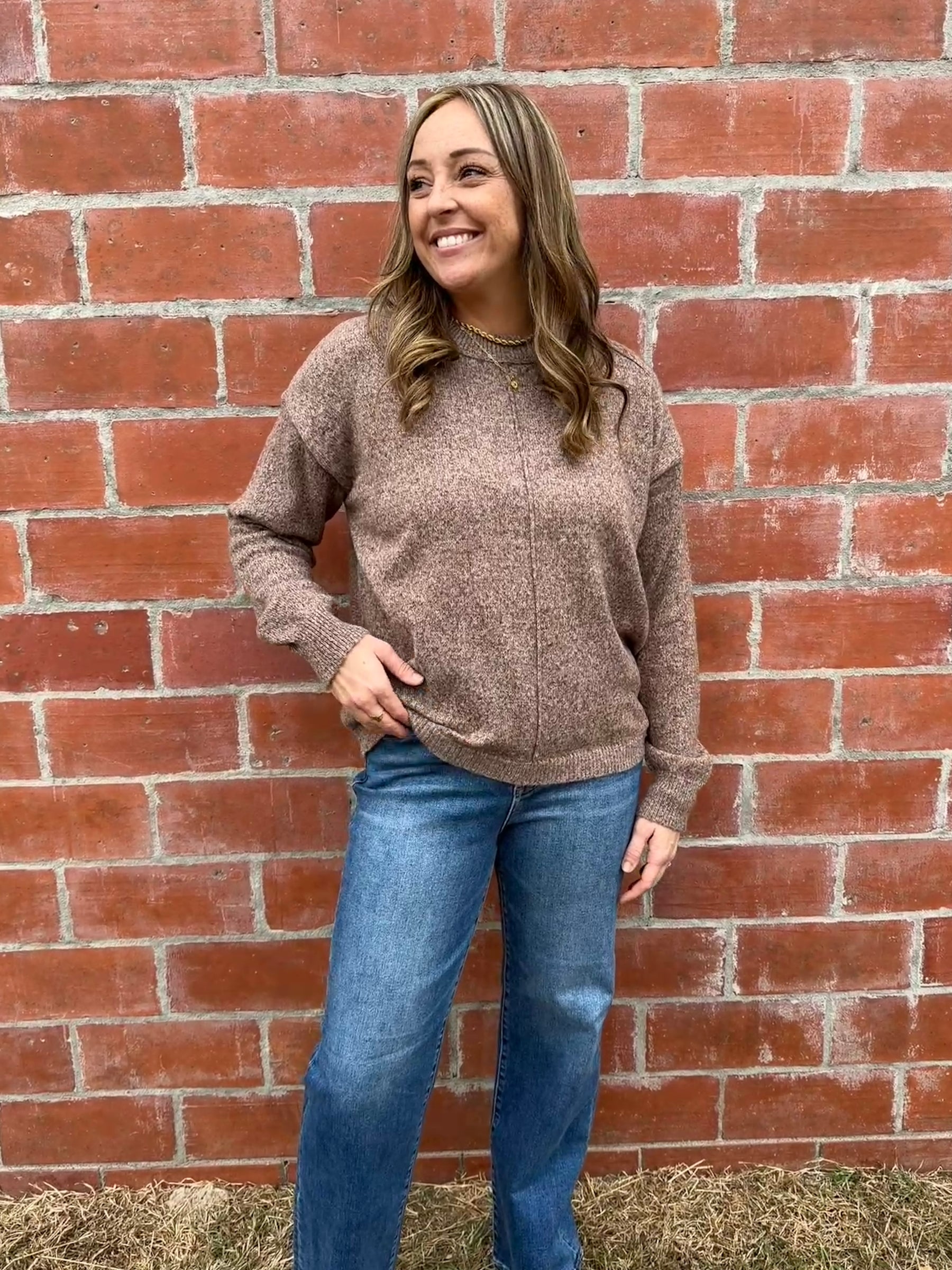 Lightweight Knit Sweater - Chestnut