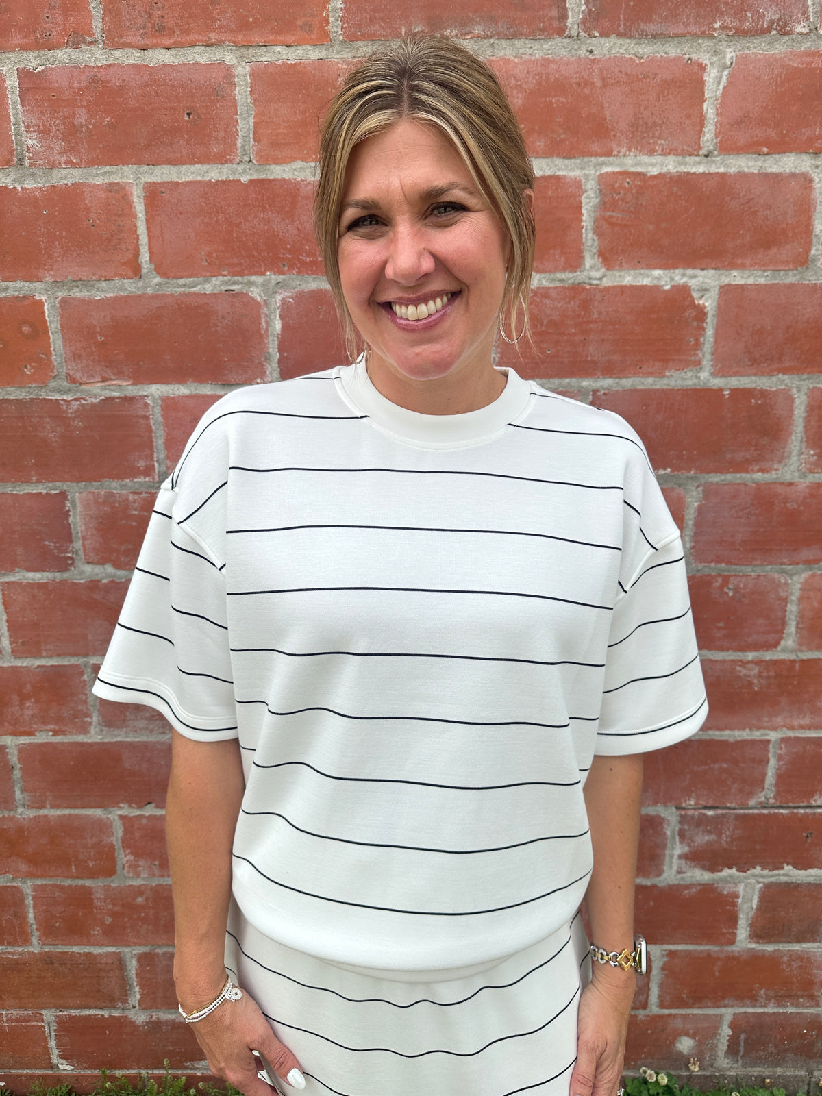 Buttery Soft Modal Stripe Tee - White