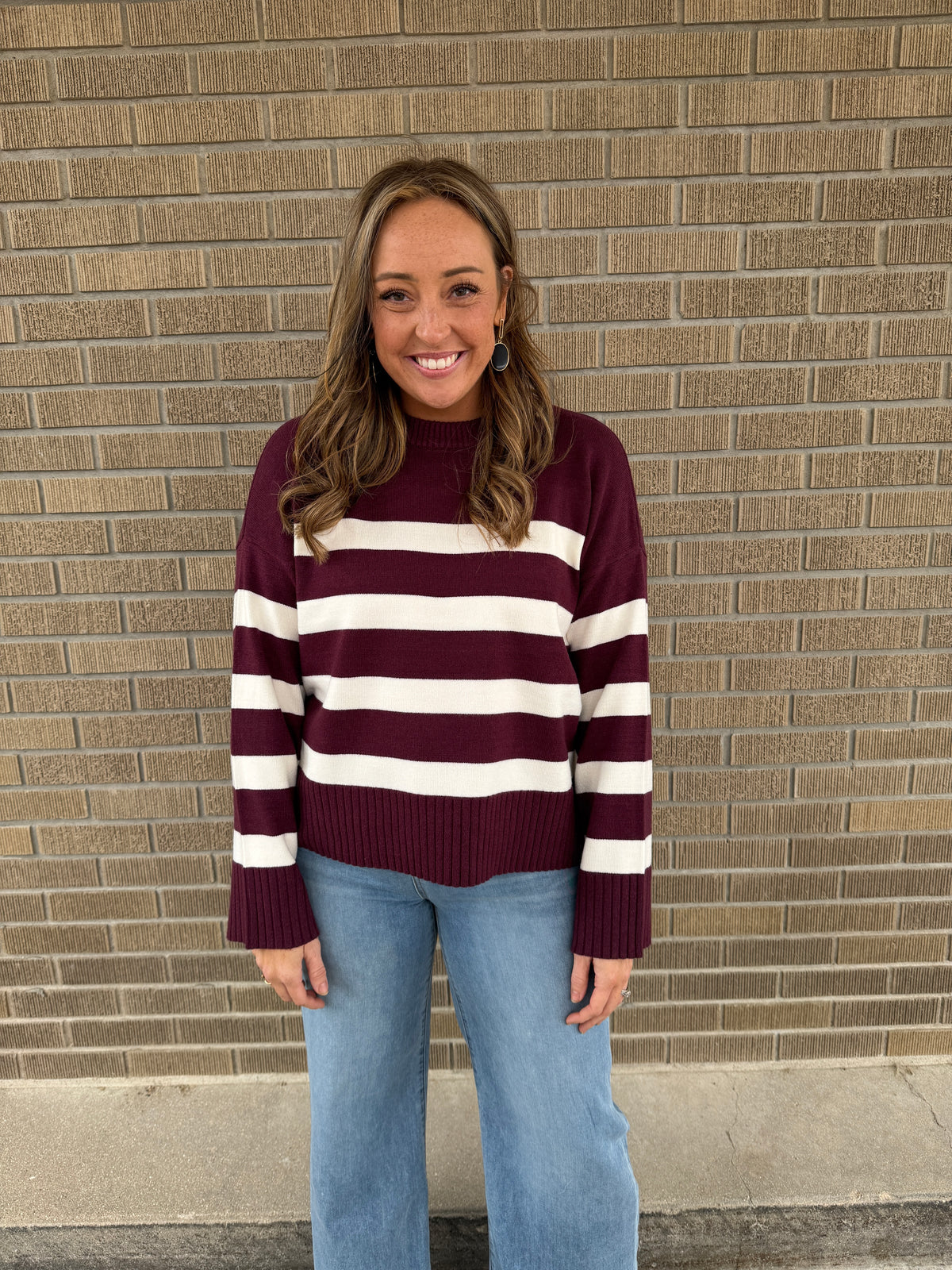 Soft Stripe Sweater - Cherry