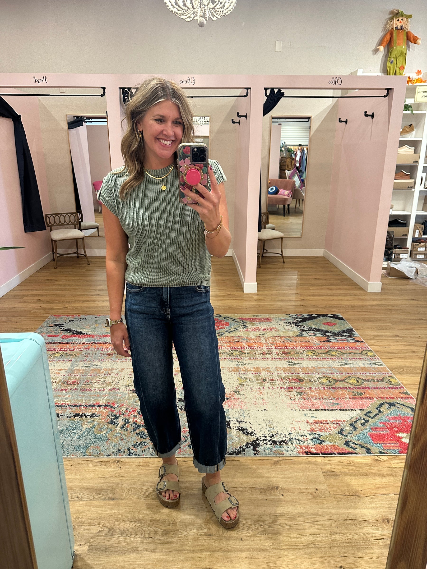 Olive Knit Sweater Top