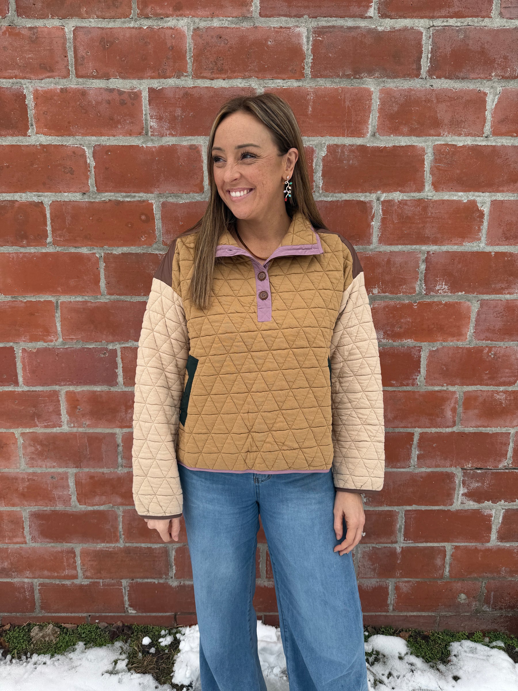 Earth Tones Quilted Sweatshirt