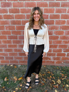 Sweet In Satin Black Skirt