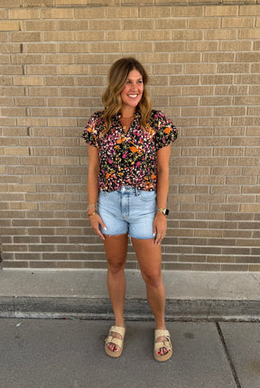 Black Floral Blouse