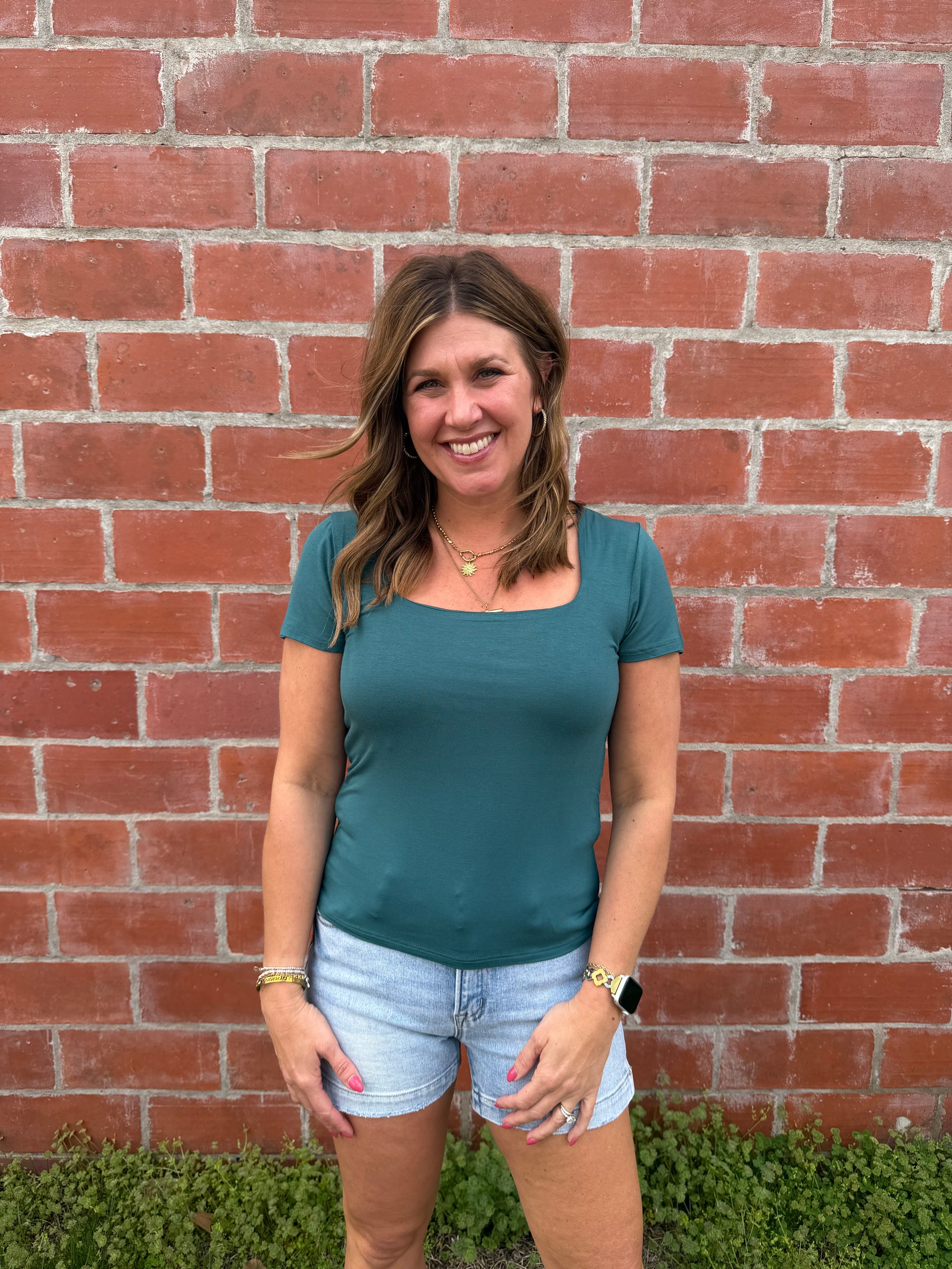 Everyday Square Neck Tee - Dark Teal