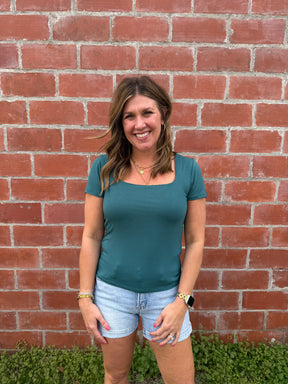 Everyday Square Neck Tee - Dark Teal