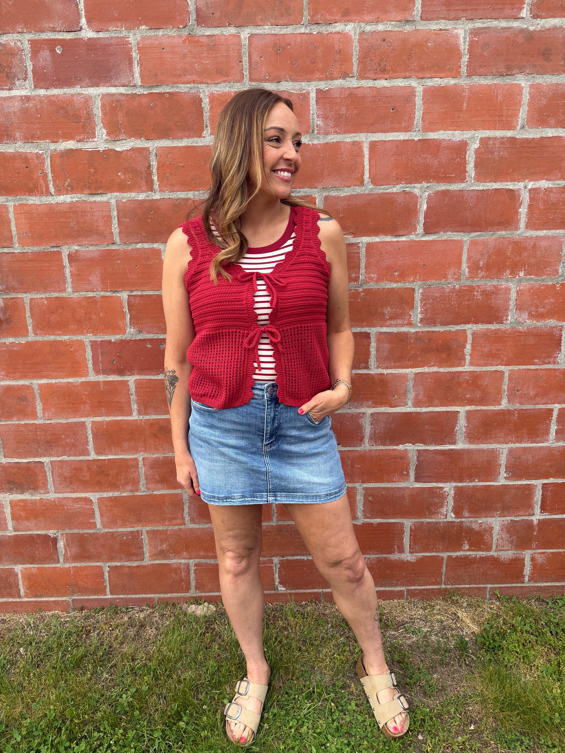 Dark Red Crochet Tank