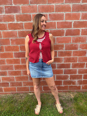 Dark Red Crochet Tank