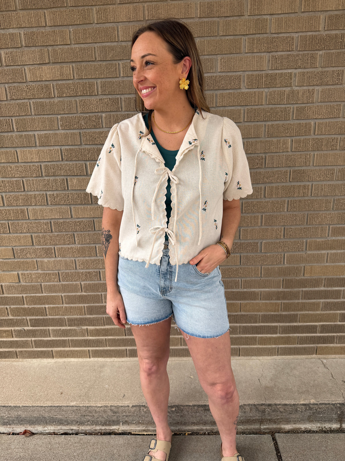 Boho Floral Tie Front Top