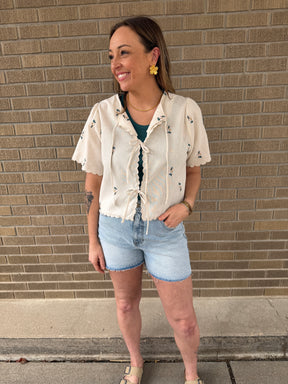 Boho Floral Tie Front Top