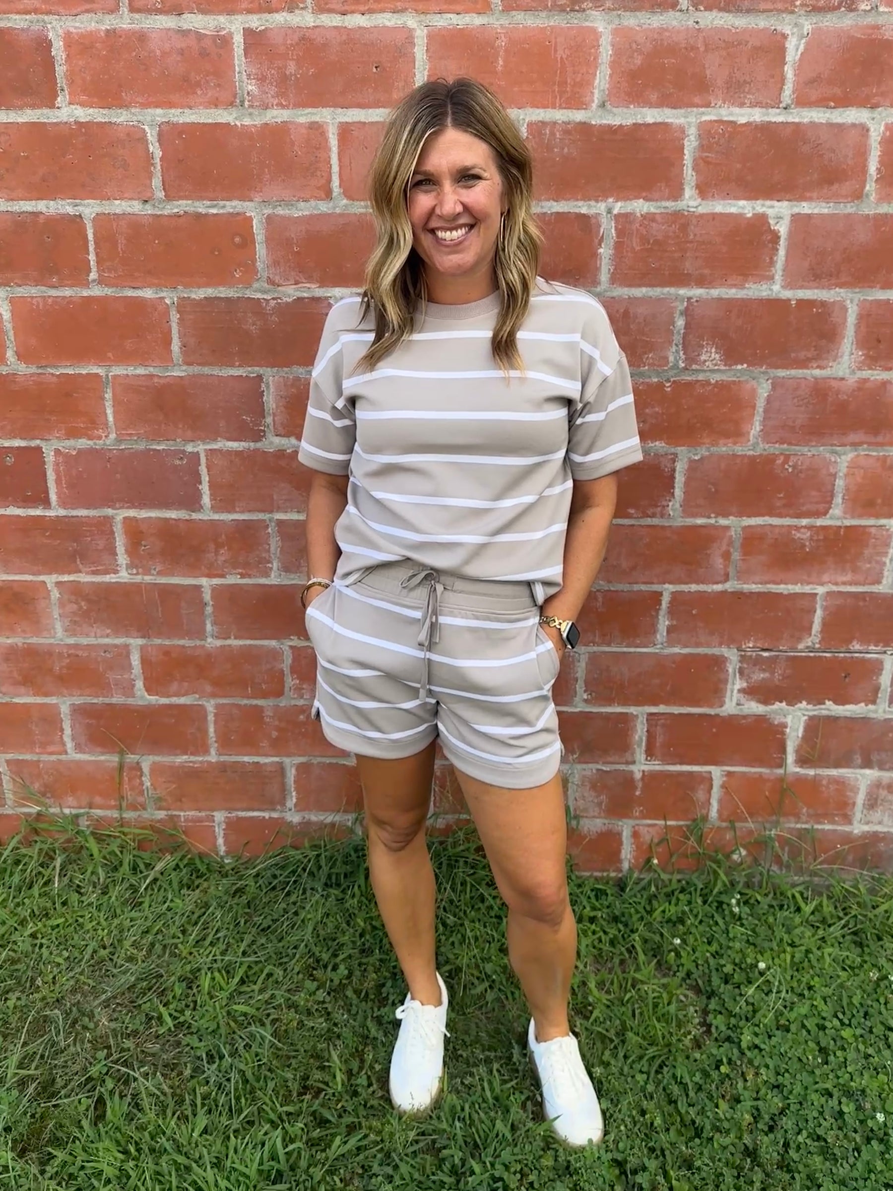 Rosie Shorts - Mushroom Stripe