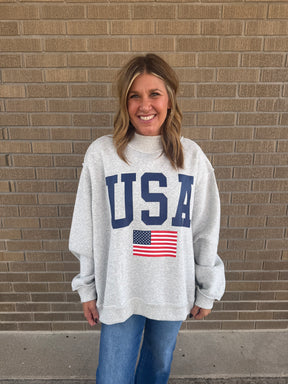 Reversible Mock Neck Sweatshirt- USA