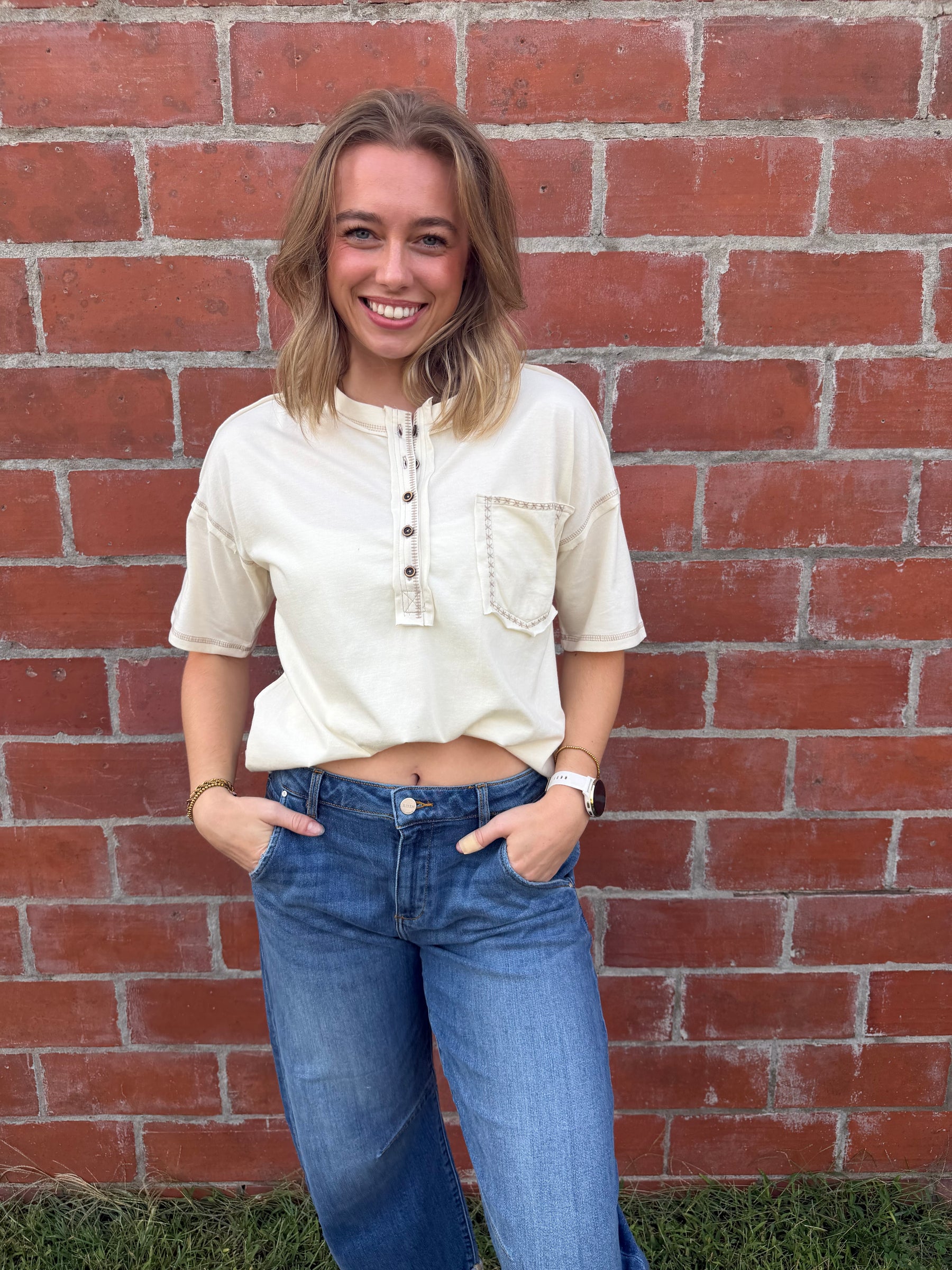 Vintage Cream Henley Tee