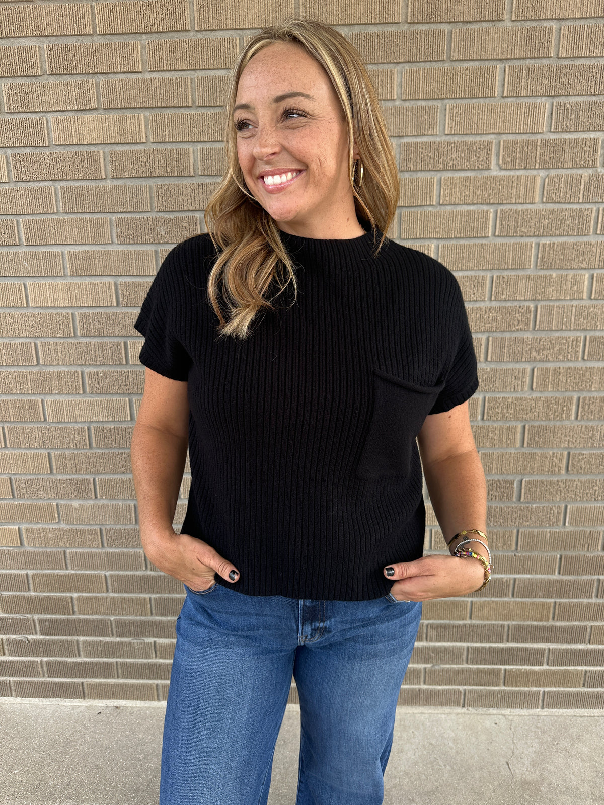 Black Knit Sweater Top