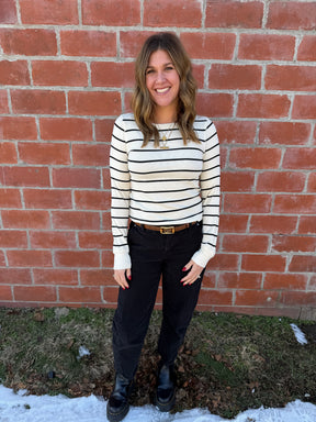 Stacy Top - Off White + Black