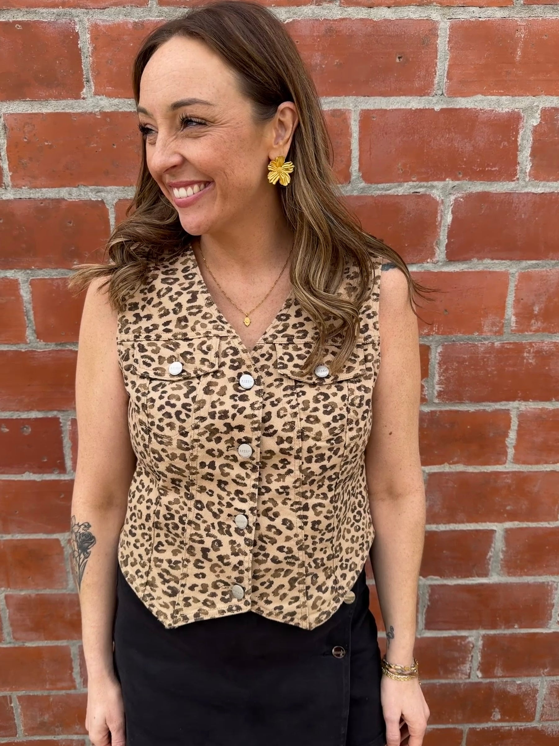 Leopard Print Denim Vest