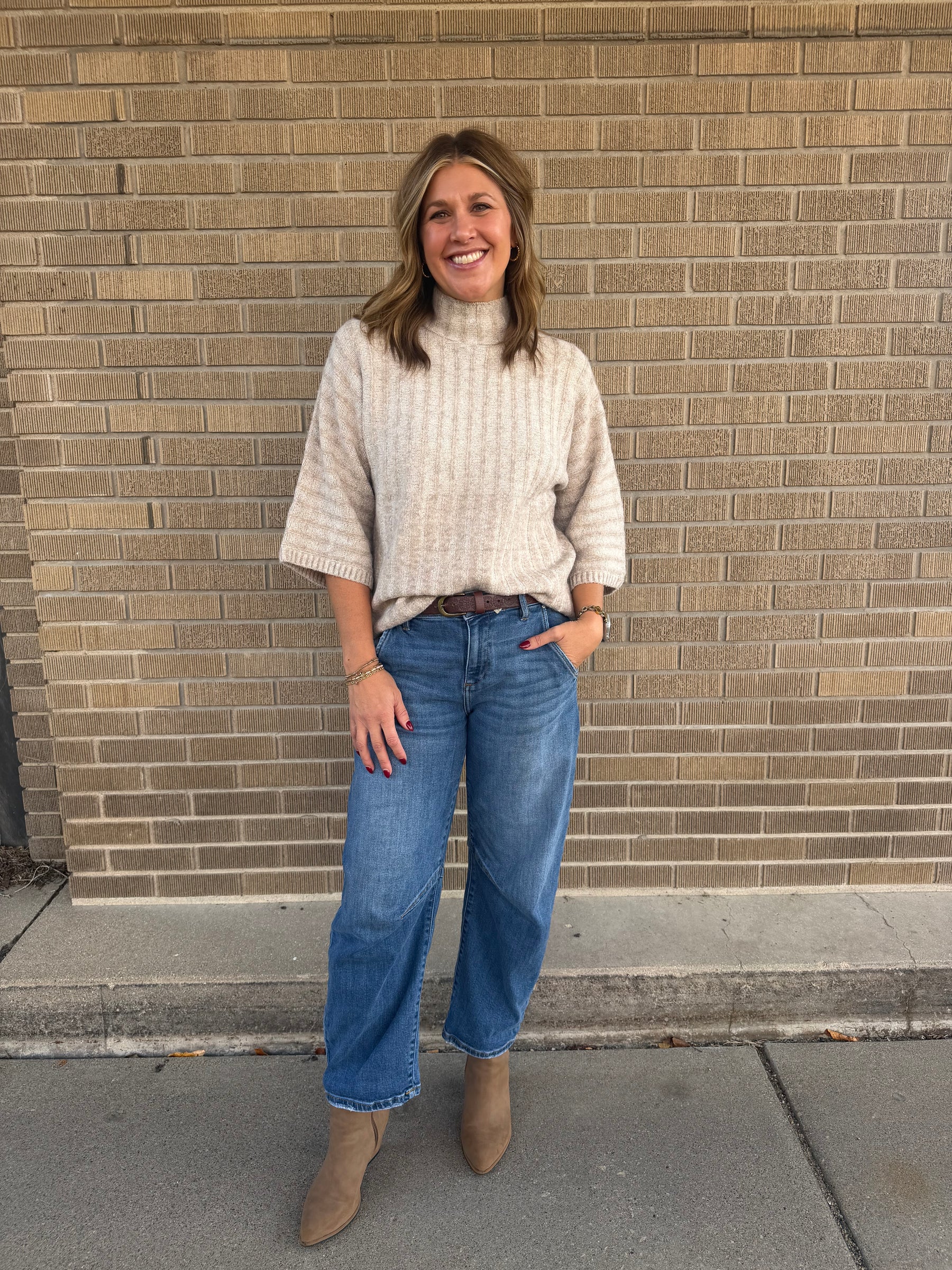 Cable Knit Short Sleeve Sweater