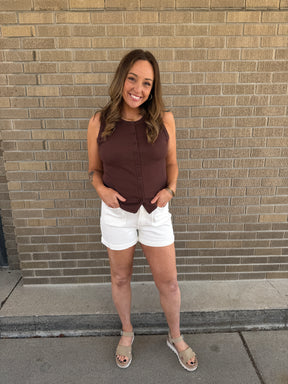 Button Up Tank - Brown
