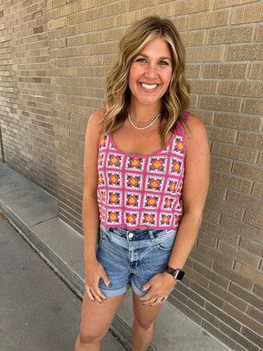 Pink Crochet Tank