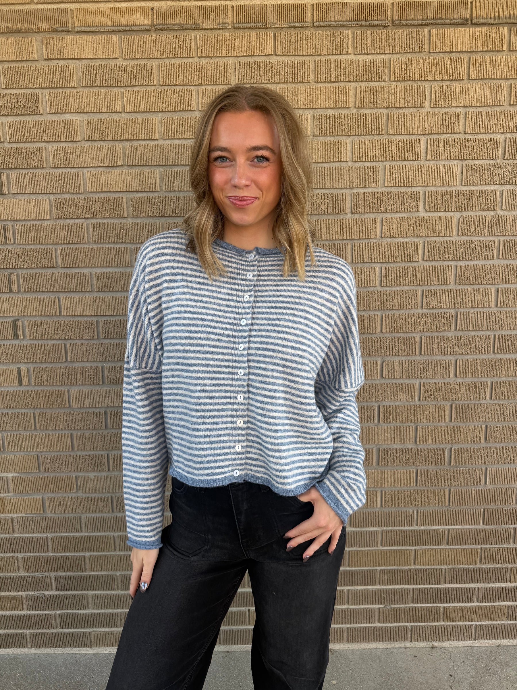 Daydreamer Blue-Striped Cardi